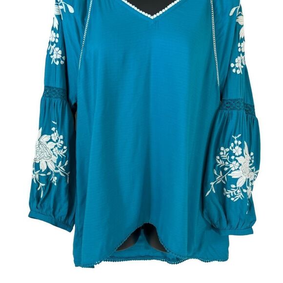 SUNDANCE Modal Embroidered Naomi Isles Top Blouse - Picture 3 of 13